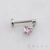 CZ HEART PLANET DANGLE THREADLESS (PUSH IN) 316L SURGICAL STEEL LABRET SET